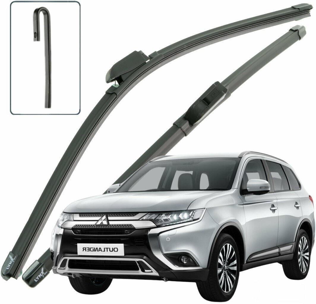 Дворники Mitsubishi Outlander (3) GF Митсубиси Аутлендер ГФ 3-й рест 2018 2019 2020 2021 2022 Щетки стеклоочистителя бескаркасные 650мм-450мм к-т 2шт