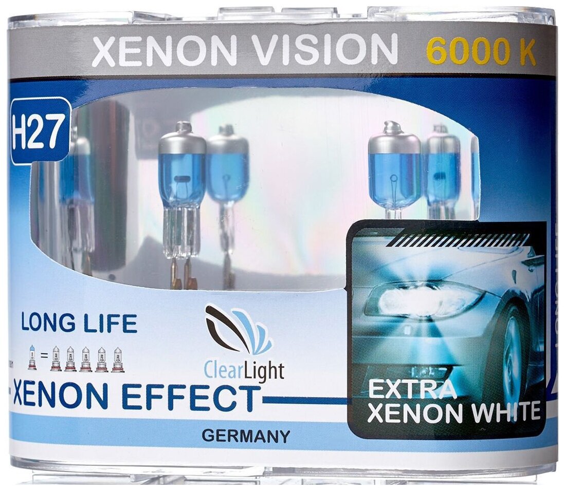 Лампа автомобильная галогенная ClearLight XenonVision MLH27XV H27 55W PGJ13