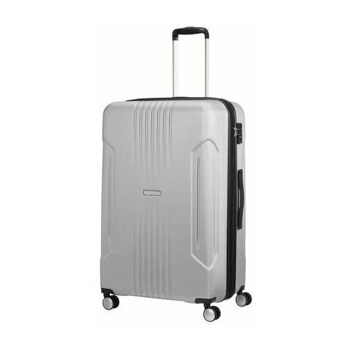 Чемодан American Tourister, полипропилен, водонепроницаемый, ребра жесткости, серебряный