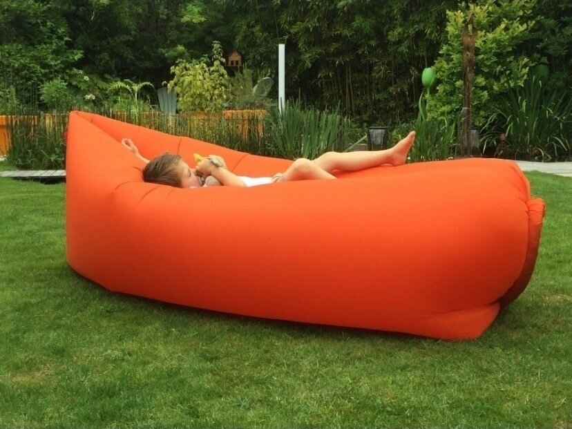 Надувной диван-ламзак матрас для отдыха на природе "Оранжевый" - фотография № 2