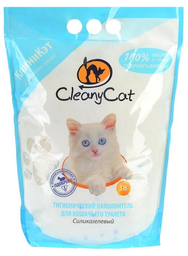 Наполнитель для кошачьего туалета CleanyCat 3,8л силикагелевый . - фотография № 1