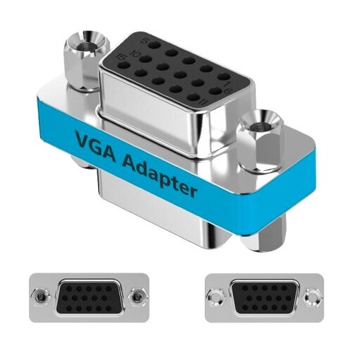 Переходник/адаптер Vention VGA - VGA (DDCI0), 1 шт., голубой gcr адаптер переходник vga 15f 15f для подключения телевизора монитора проектора