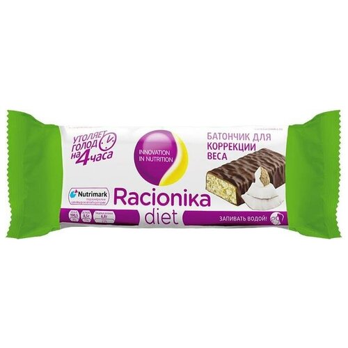 фото Протеиновый батончик racionika diet в шоколадной глазури кокос 60 г
