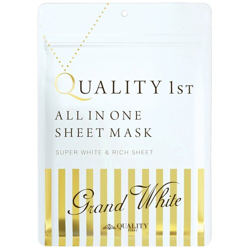 Тканевая антивозрастная отбеливающая экспресс-маска для лица Quality First All In One Sheet Mask Grand White, выравнивающая цвет кожи, 7 шт.