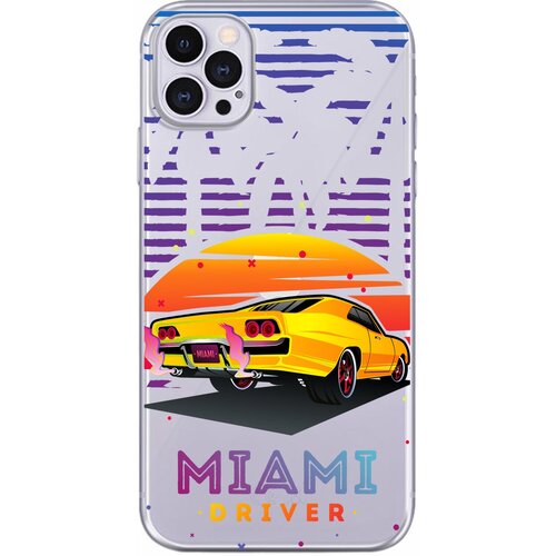 Силиконовый чехол Mcover для Apple iPhone 12 Pro с рисунком Майами драйв силиконовый чехол mcover для apple iphone 11 с рисунком драйв майами