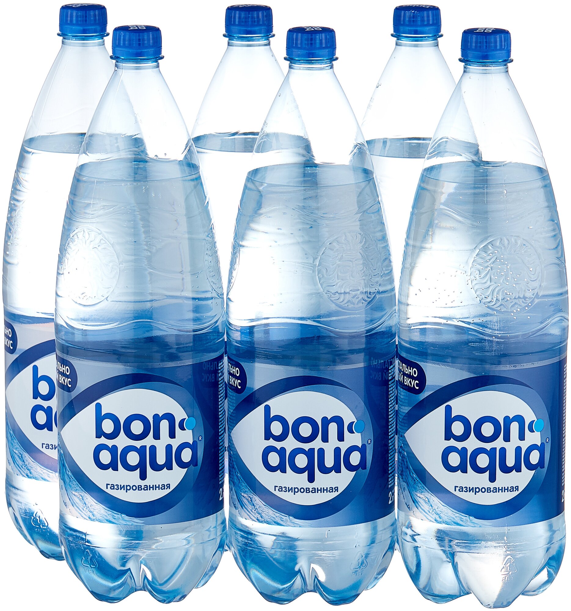 Вода питьевая Bon Aqua / Бонаква газированная ПЭТ 2 л (6 штук)