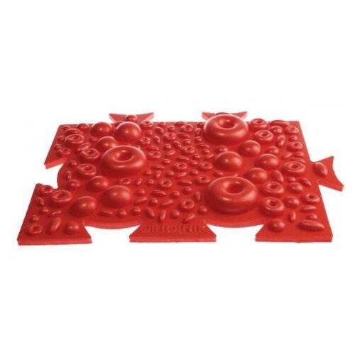 Пазл массажного коврика с различными зонами воздействия Арт.1004 красный, размер 1 элемента 290 на 220 мм
