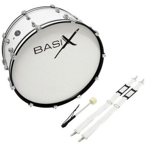 Маршевый барабан BasiX Маршевый бас-барабан 24x10 белый basix junior bass drum 22х7 бас барабан маршевый