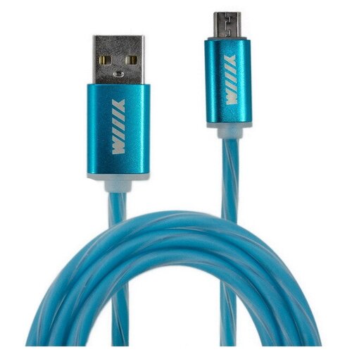 Кабель WIIIX USB - microUSB (CBL710-UMU-10), 1 м, синий wiiix cbl710 umu 10bu кабель переходник cbl710 umu 10b светящийся usb микроusb синий коробка