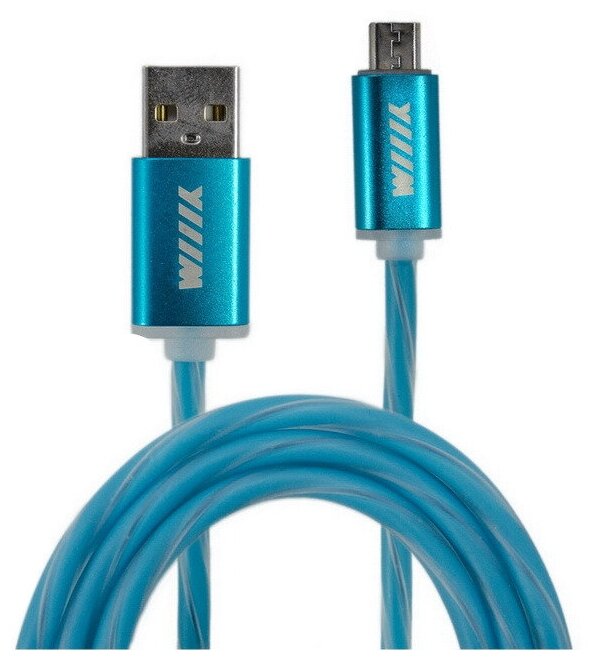 WIIIX CBL710UMU10BU Кабель переходник светящийся WIIIX USB-микроUSB синий 1 м CBL710-UMU-10BU