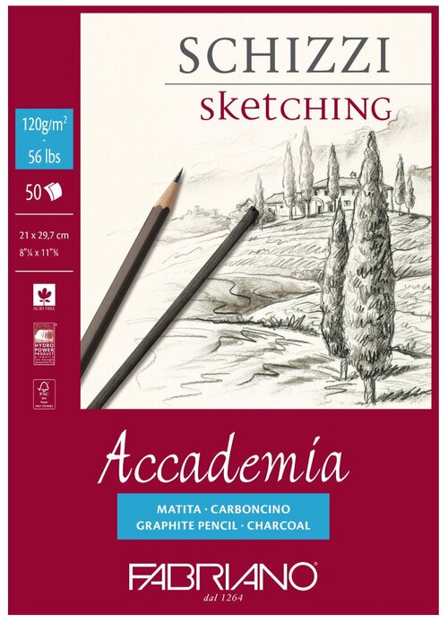 Альбом для рисования Fabriano Accademia Sketching  29.7 х 21 см (A4), 120 г/м², 50 л. белый