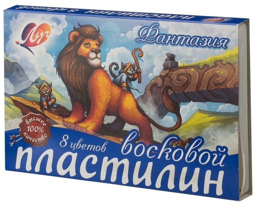 Пластилин восковой 8 цветов Луч "Фантазия", 140г со стеком (25С 1522-08)