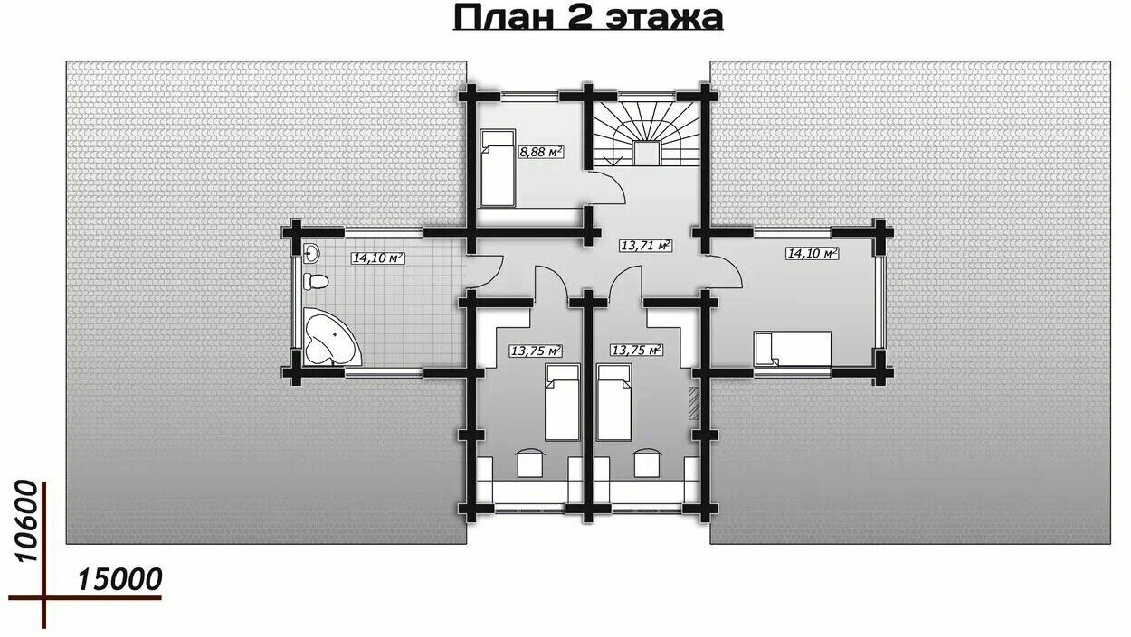 Готовый проект дома и бани из оцилиндрованного бревна / Двухэтажный / 332,86 м2 - фотография № 3