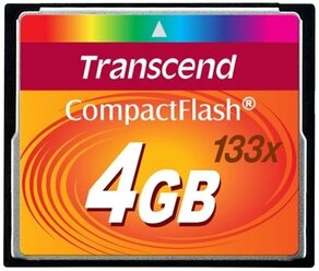 Карта памяти Transcend TS*CF133 4 GB, чтение: 20 MB/s, запись: 18 MB/s