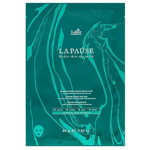 La'dor увлажняющая тканевая маска  La-Pause Hydra Skin Spa с морским коллагеном и кипарисовой водой, 25 г, 5 шт. по 75 мл