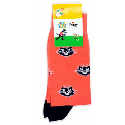 носки st friday носки волк ну погоди st friday socks x союзмультфильм Носки St. Friday Носки с рисунками St.Friday Socks x Союзмультфильм, размер 34-37, коралловый, черный