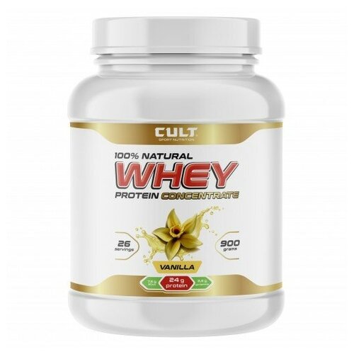 Протеин Cult 100 % natural whey банка (900 gr) ваниль протеин cult whey protein 80 2270 гр шоколад