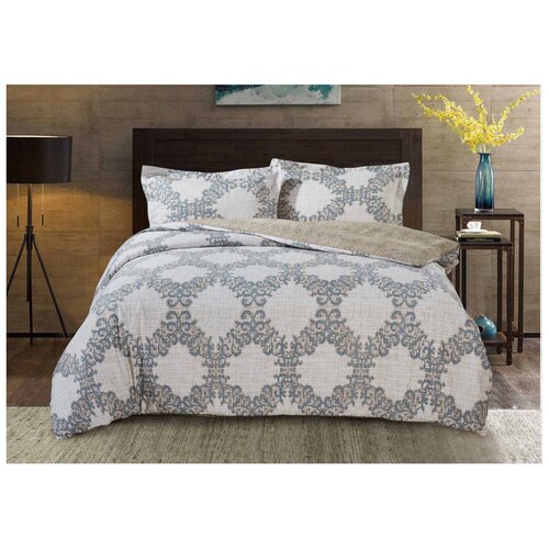 фото Постельное белье 2-спальное selena paisley льняные кружева, сатин, 50 х 70 см, бежевый