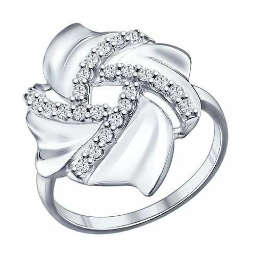 фото Кольцо diamant online, серебро, 925 проба, фианит, размер 17