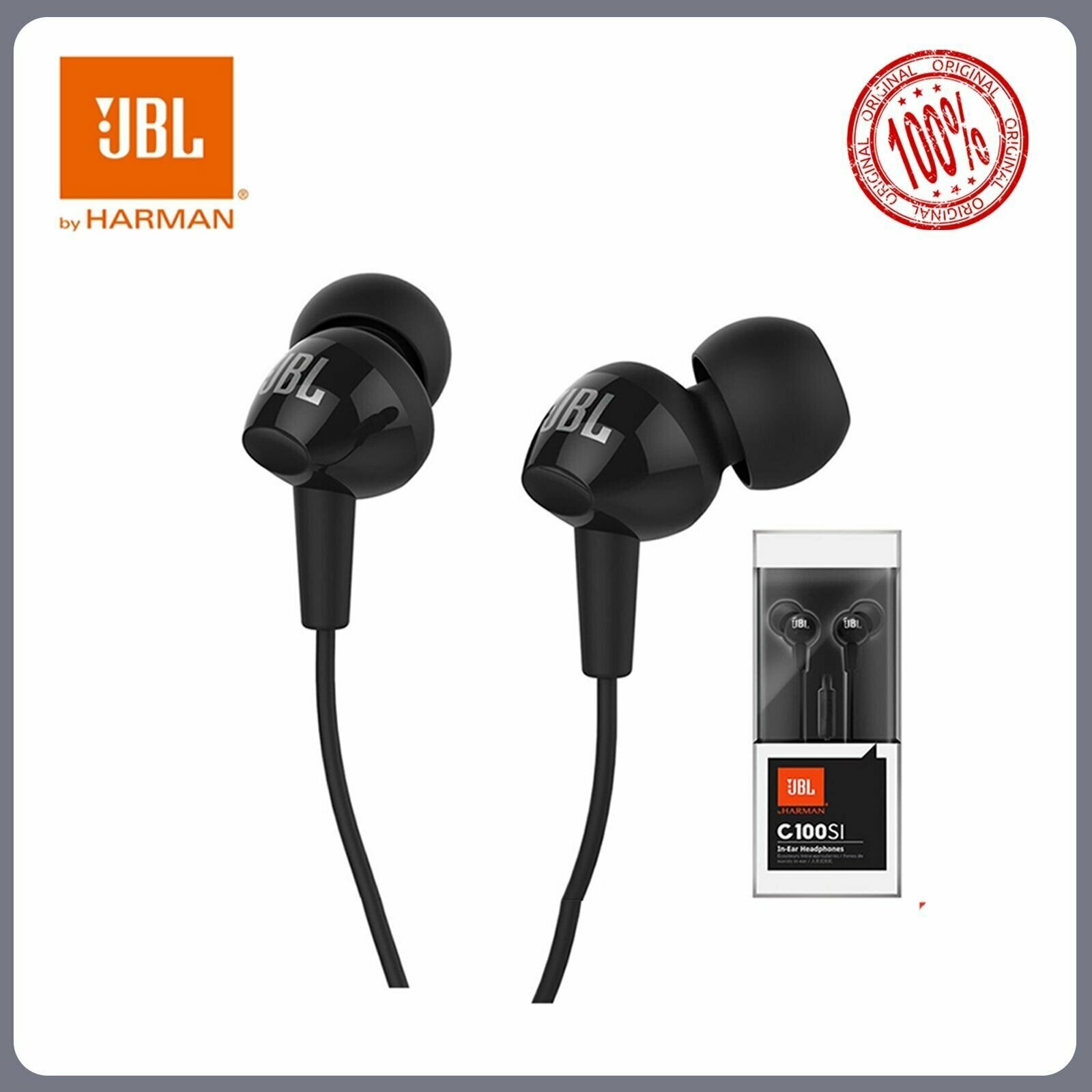 Наушники JBL C100SI, mini jack 3.5 mm, черный