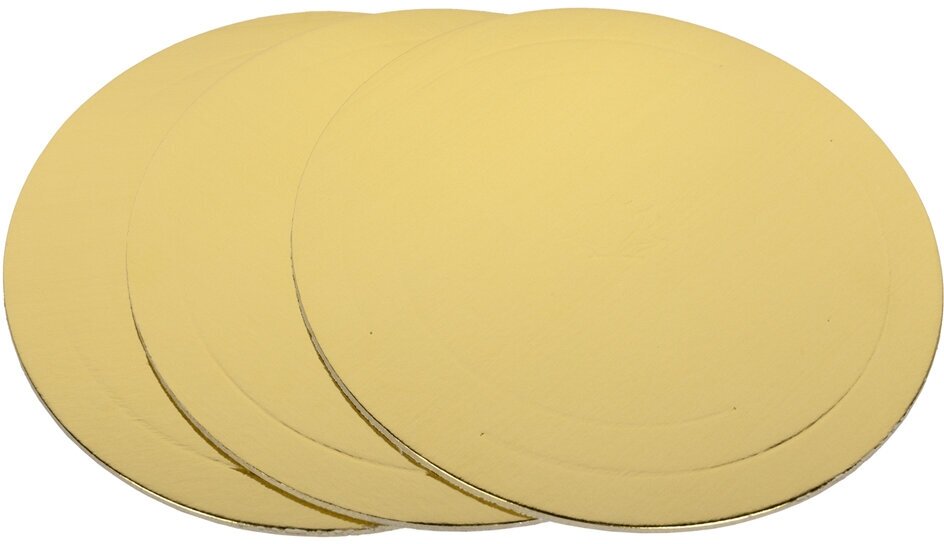Подложки под торт 3 штуки "S-CHIEF" PDC-0010 26 см 3.2 мм под золото/белый жемчуг