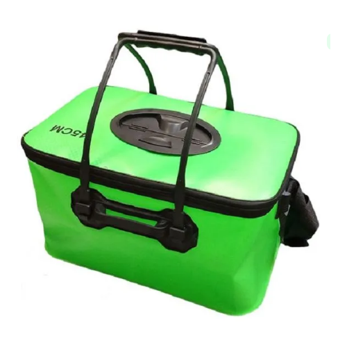 фото Водонепроницаемое складное сумка-ведро с крышкой / кан рыболовный с клапаном 45 см. зеленый noname