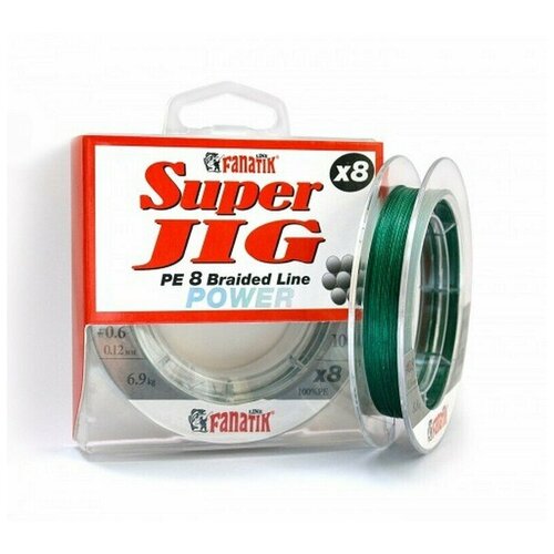Шнур плетеный FANATIK Super Jig PE X8 100 m (#0,4) 0.10 mm 4.8 kg GREE