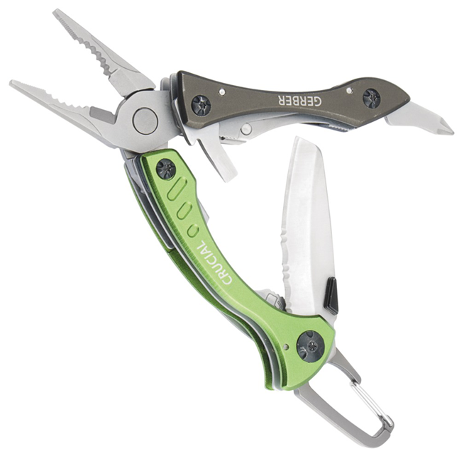 Мультитул 9 функций Gerber CRUCIAL 31-000238 1013993 BLISTER NEEDLE NOSE PLIERS GREEN CARABINER CLIP