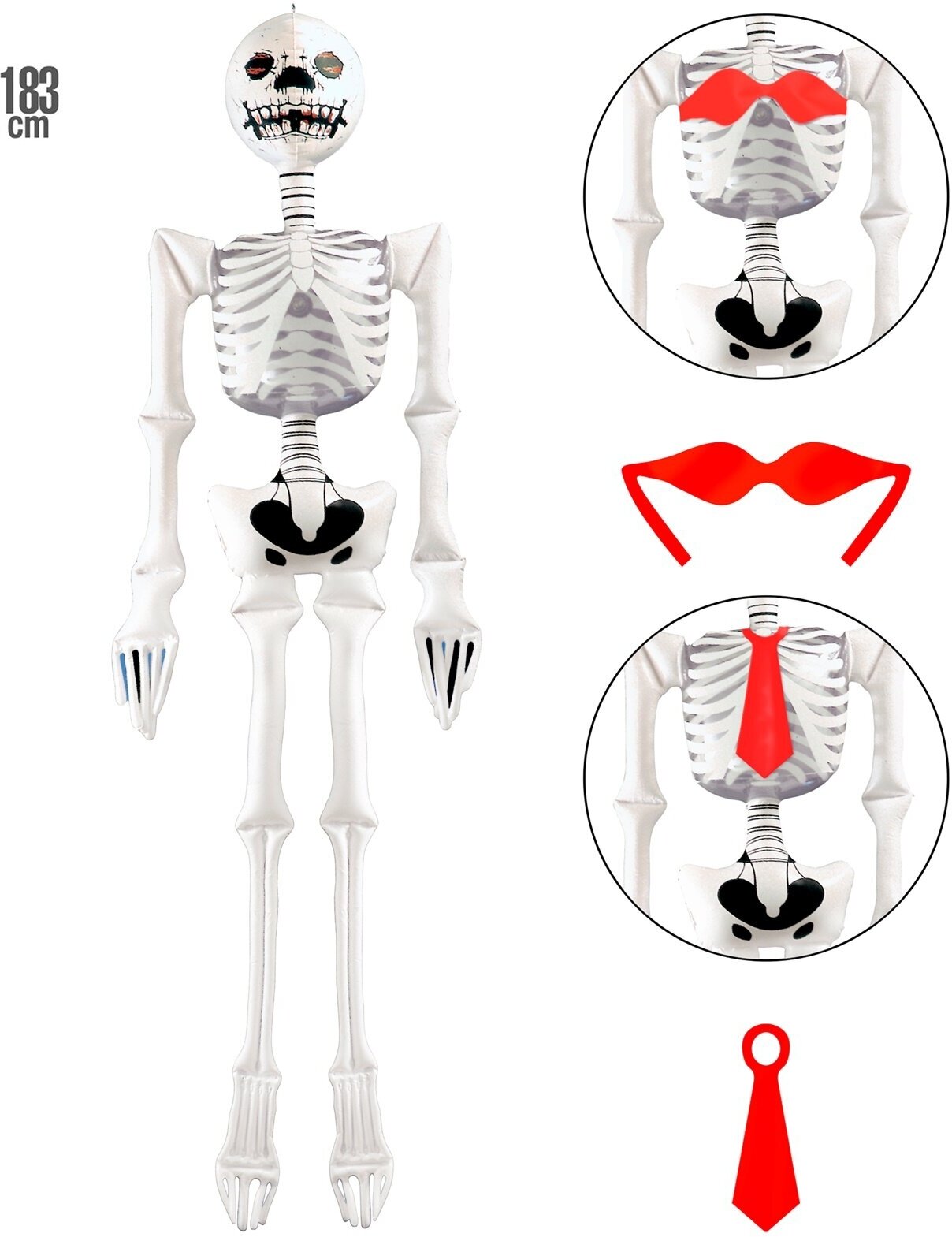 Скелет надувной с галстуком и бюстгальтером 183 см/скелет/хэллоуин/декорация