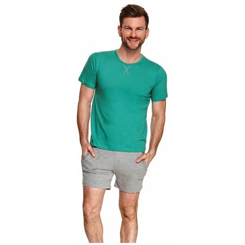 Комплект Taro, размер XL, серый, зеленый пижама натали шорты футболка короткий рукав пояс на резинке размер 44 розовый