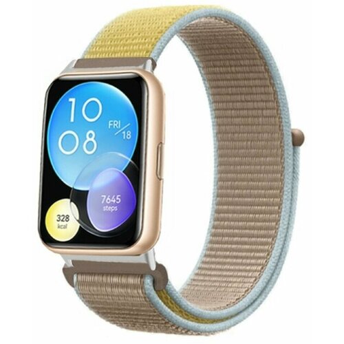 смарт часы huawei watch fit 2 active серо голубой Нейлоновый ремешок для Huawei Watch Fit 2 (голубой + желтый)