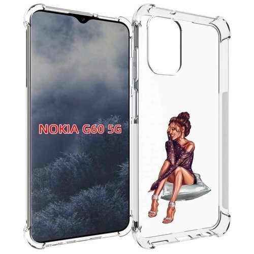 Чехол MyPads Девушка-на-подушке женский для Nokia G60 5G задняя-панель-накладка-бампер