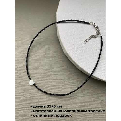 фото Чокер из черного бисера с сердечком sofiaccessories