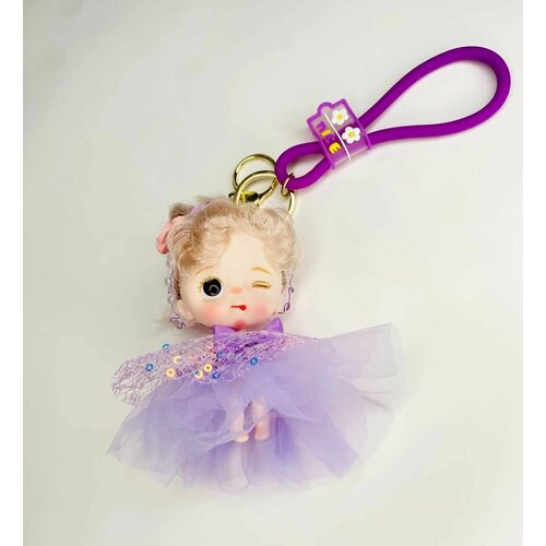 Брелок, матовая фактура, фиолетовый, бежевый кукла для девочек брелок