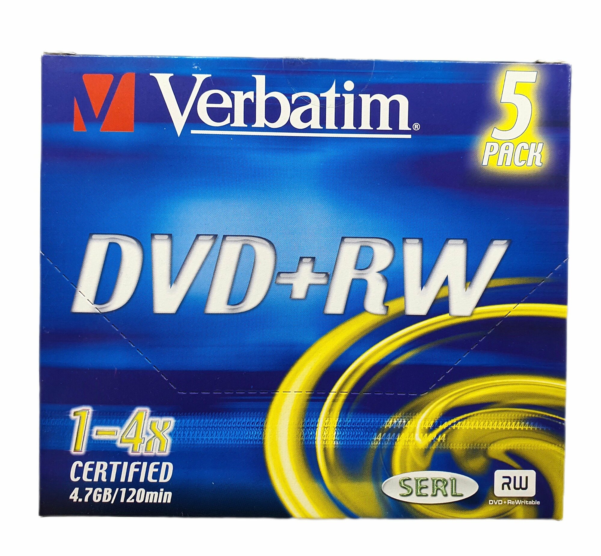 Компакт диск для записи Verbatim DVD+RW 4.7gb, 1-4x, 120min (упаковка из 5 штук)