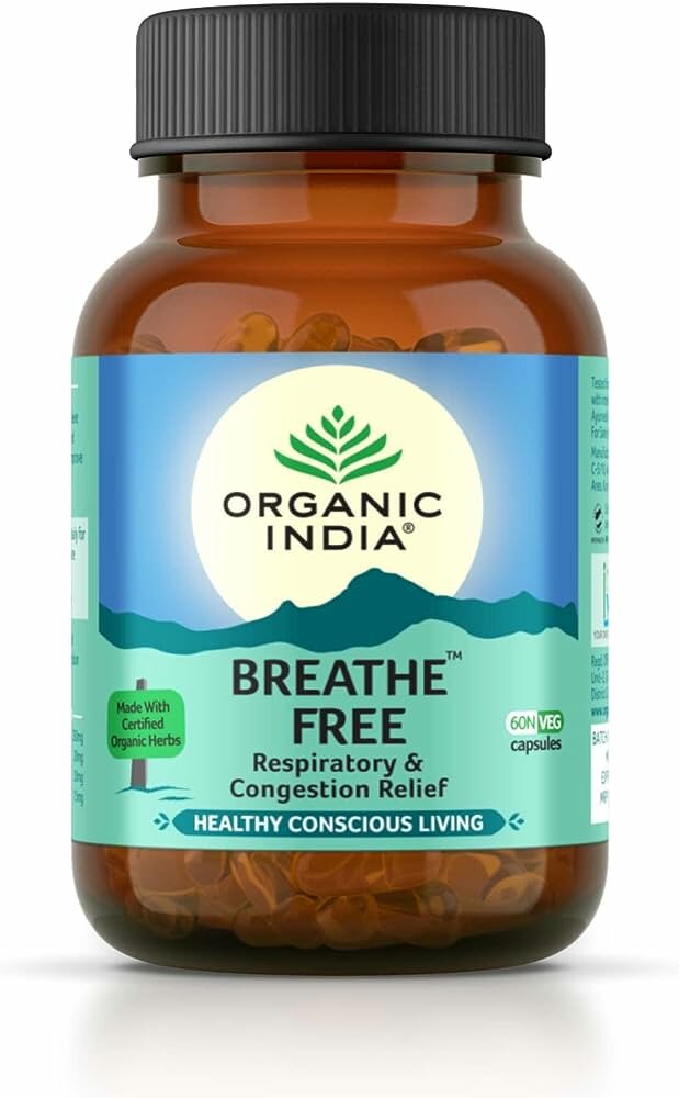 Бриз Фри Органик Индия (Breathe Free Organic India) облегчение дыхания и заложенности носа 60 капс.