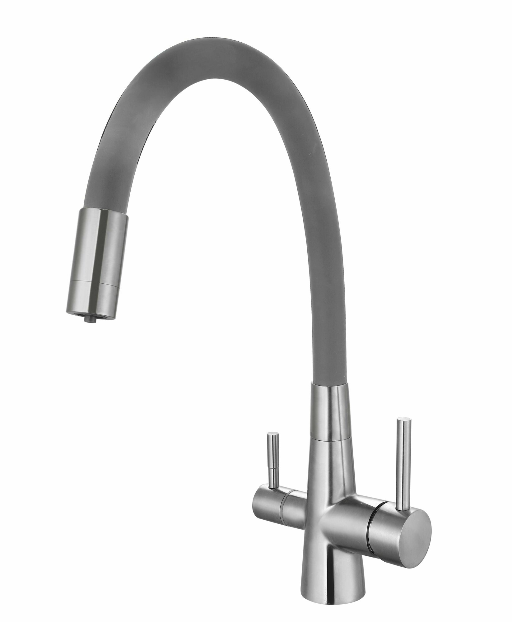 Смеситель для кухни ESKO CL03G с гибким изливом серый латунь