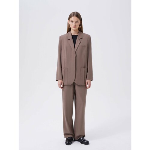 Костюм PATRATSKAYA, жакет и брюки, классический стиль, прямой силуэт, размер M, коричневый
