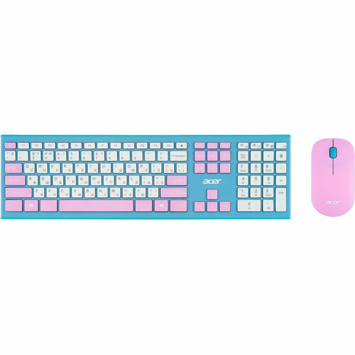 Набор клавиатура+мышь Acer OCC200 кл/мышь: фиолет/зел WLS slim(ZL. ACCEE.003)