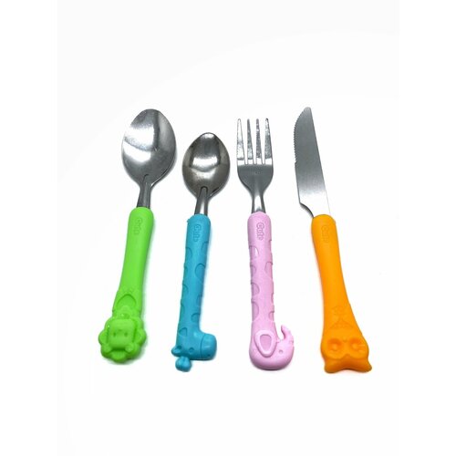 Столовые приборы для детей, Зверята / Набор столовых приборов, 4 шт. / Набор для кормления детский