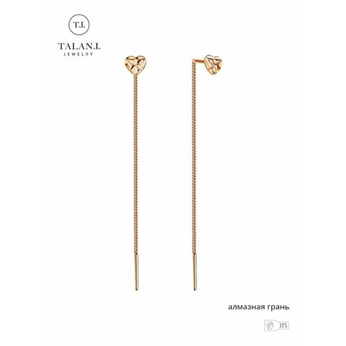 фото Серьги цепочки talant, красное золото, 375 проба, , золотистый