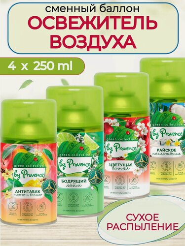 Изображение товара Набор 4 штуки освежитель воздуха автоматический Green collection by Provence сменный блок