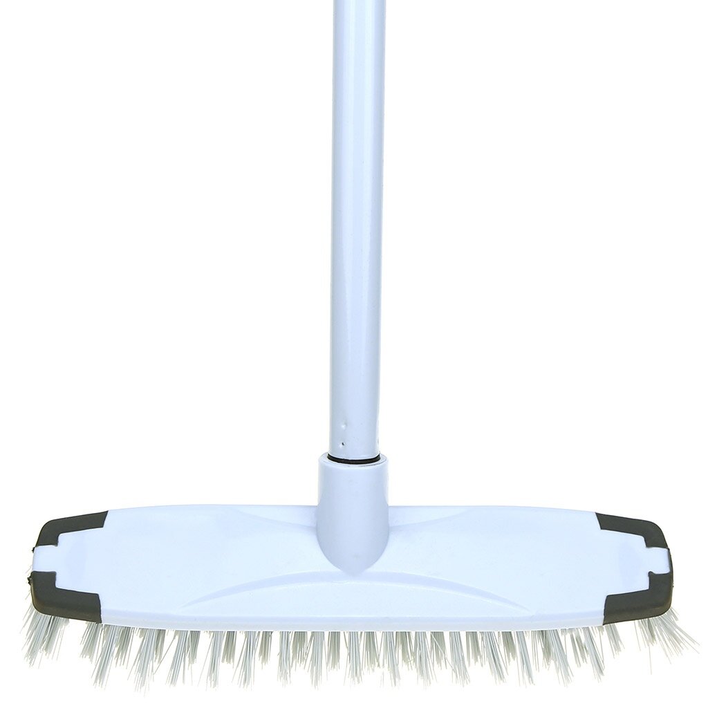 Щетка для пола Домашняя Мода  Пастель  26 5х5 5 см  голубой  форма  эллипс  с силиконовыми накладками  с окрашенной металлической рукояткой 120 см  3678 А 