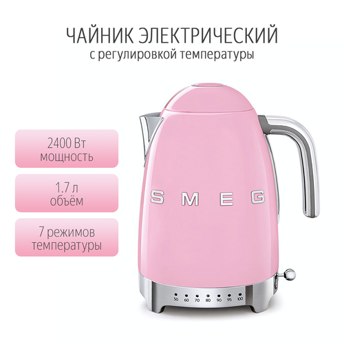 Чайник электрический Smeg KLF04 с регулировкой температуры 17 л розовый 14184₽