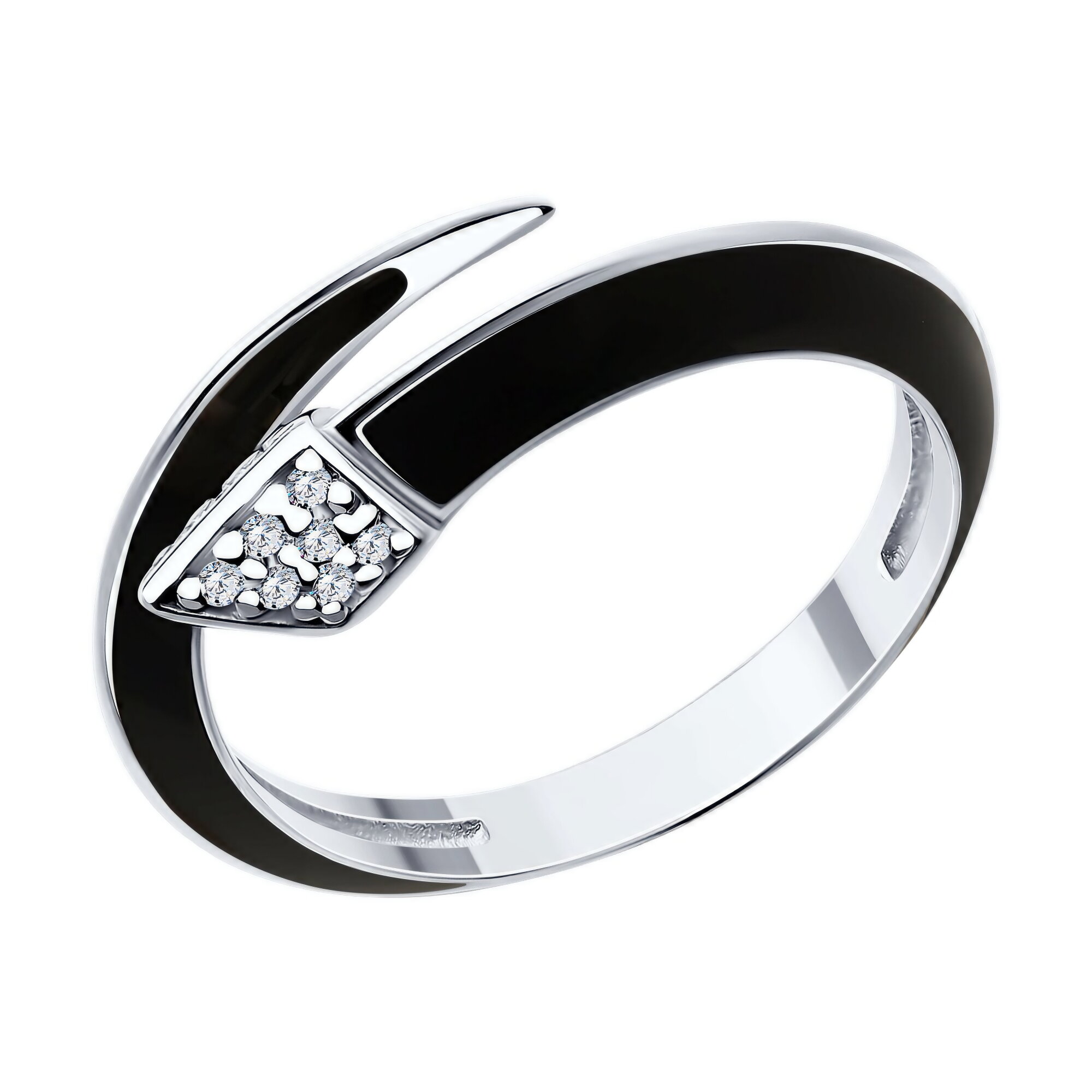 Кольцо Diamant online, серебро, 925 проба, родирование, фианит, эмаль