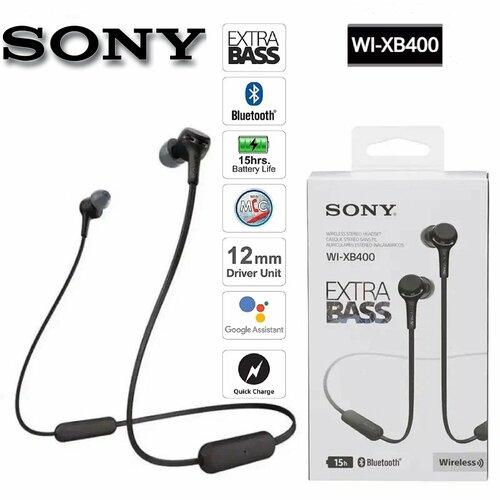 SONY Беспроводные наушники-вкладыши WI-XB400 с EXTRA BASS Bluetooth 50 черный black 5445₽