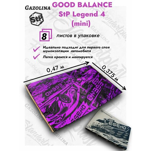 Виброизоляция StP Legend 4 mini Good Balance (0,47х0,375) 8 листов/ Шумоизоляция СТП Легенд 4/ Гуд Баланс