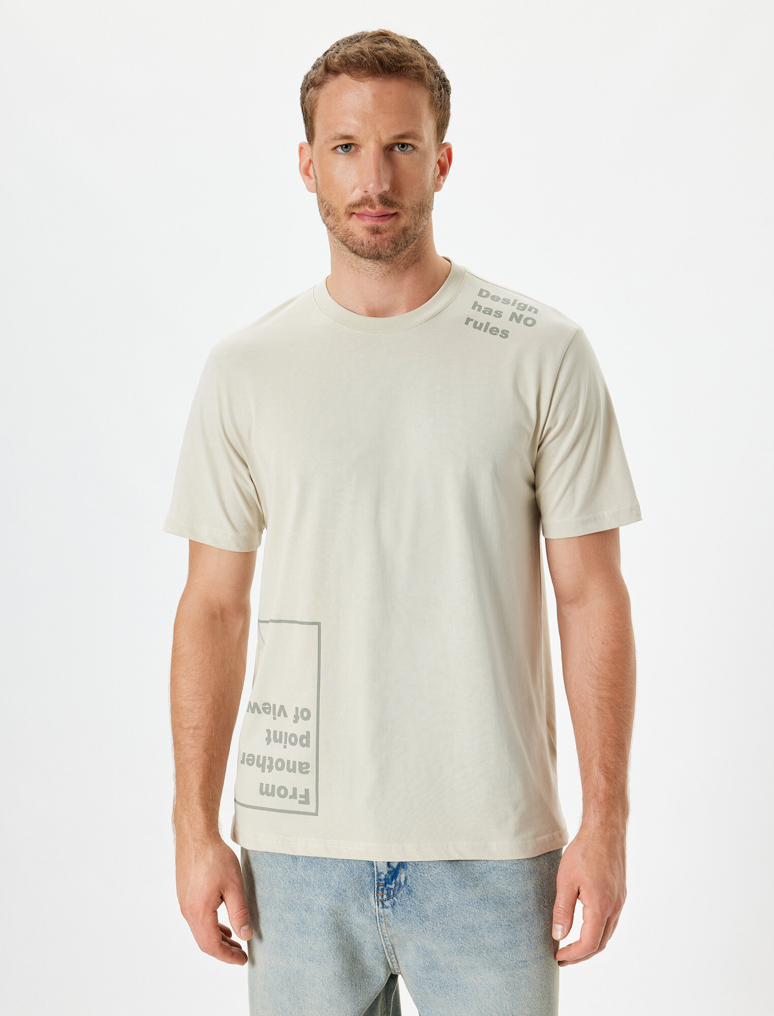 Футболка KOTON, размер S, бежевый — фото 1