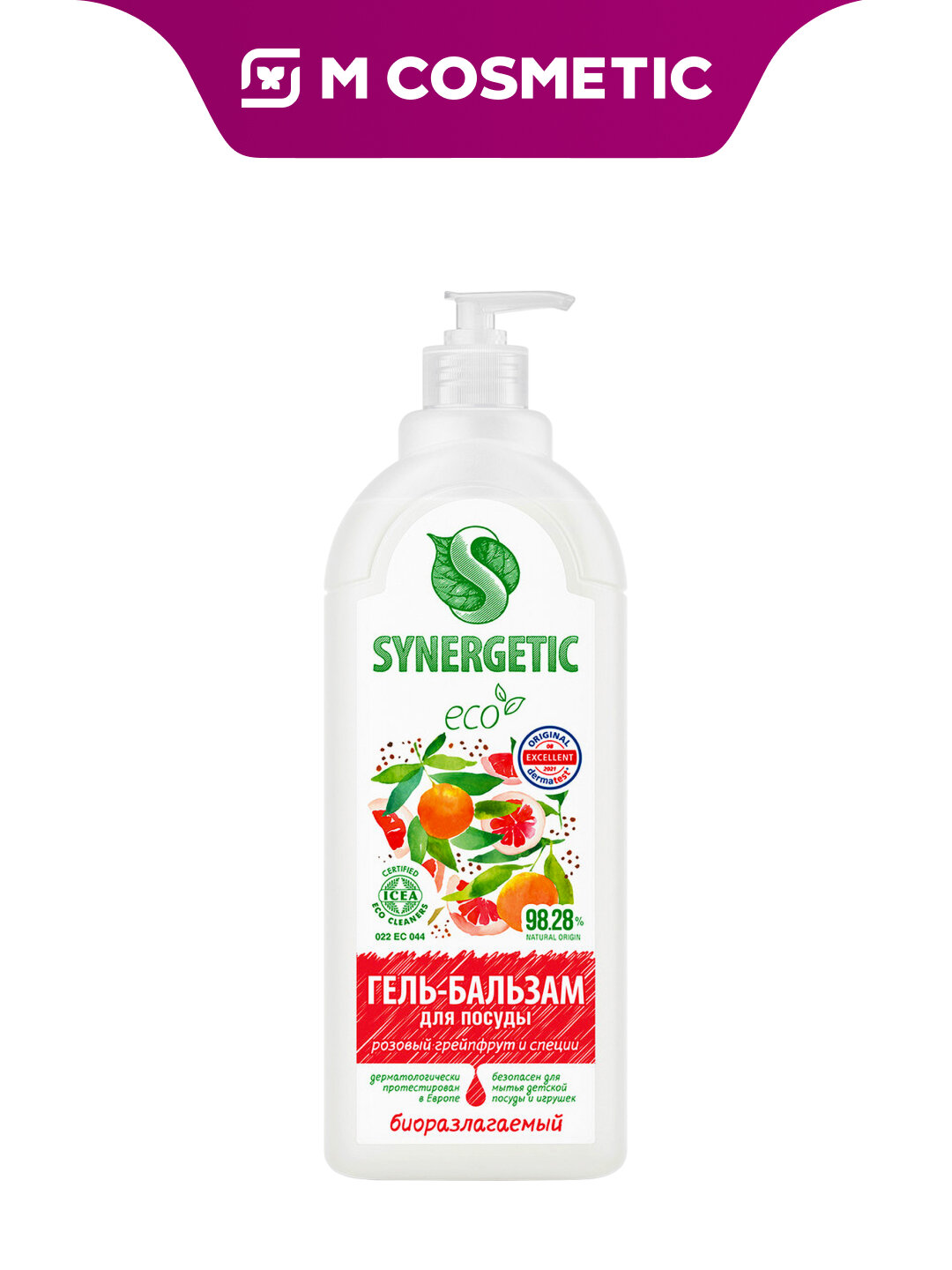 Гель-бальзам Synergetic "Грейпфрут и специи", для посуды, биоразлагаемый, 1л
