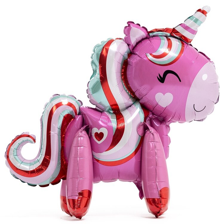 Воздушный шар Anagram ходячий, A75 air Единорог розовый сердца